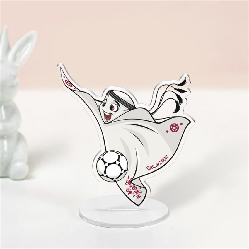 Wholesale Custom Logo 2022 Qatar World Cup Mascot Soccer Surrounding Decorative Ornaments Souvenirs Acrylic Stand