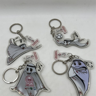 Wholesale Custom Logo 2022 Qatar World Cup Around The Series Collectibles Mascot Anime Stand Acrylic Keychain