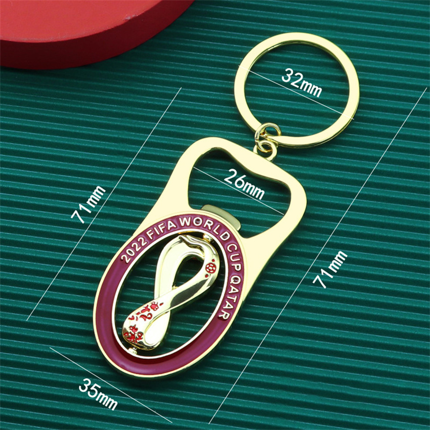 Factory wholesale custom 2022 Qatar World Cup emblem Hercules Cup gift soccer metal bottle opener keychain
