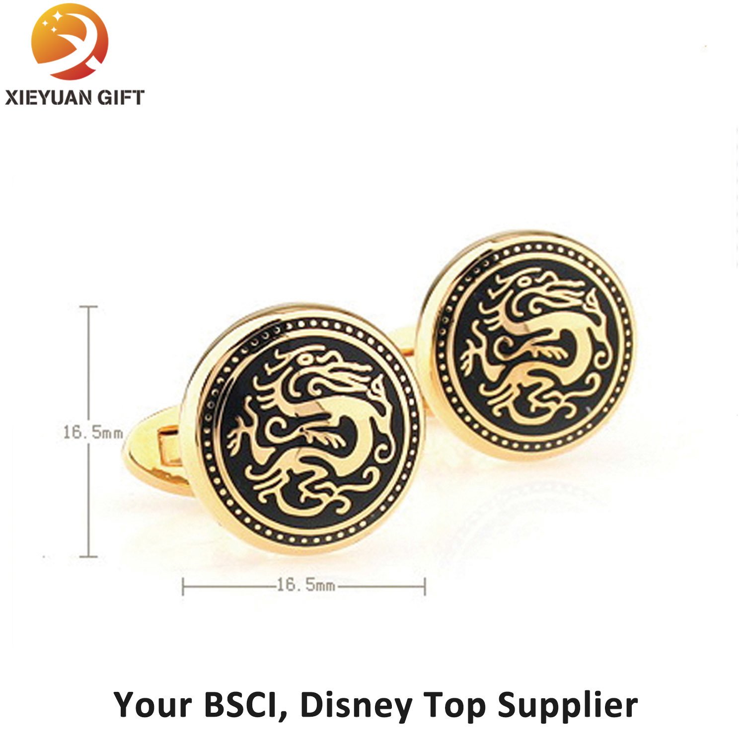 Gold Plating Dragon Shape Mens Cufflinks for Gifts