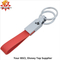 Custom Red Leather Strip Key Chain with Two Key Rings