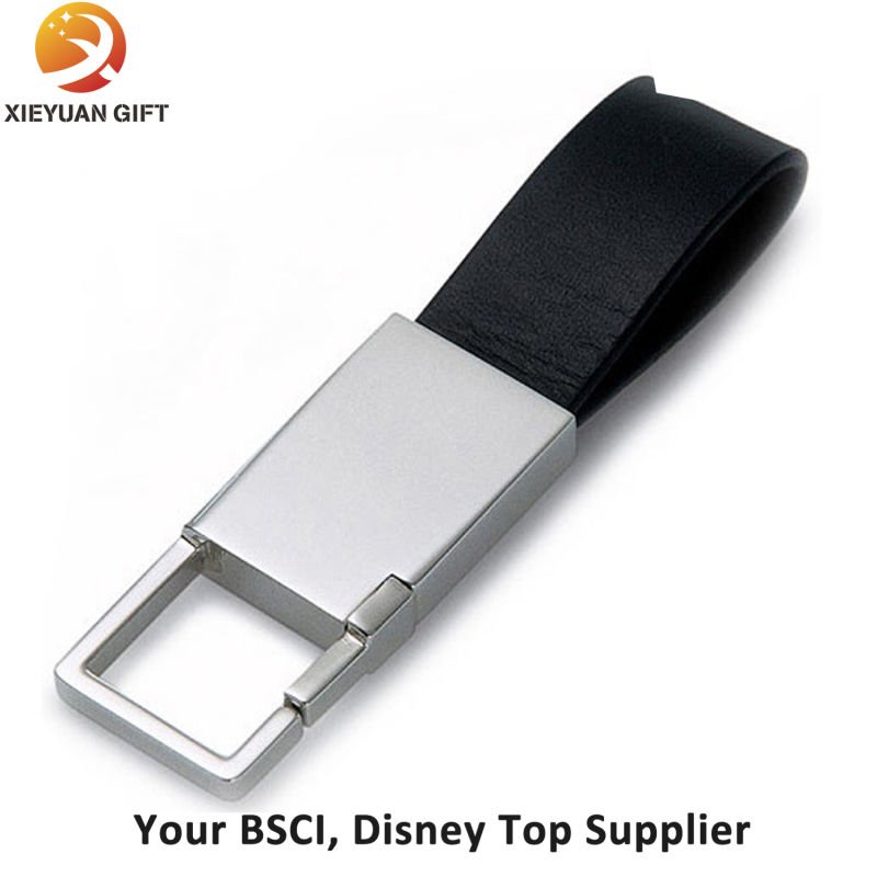 Cheap Leather and Metal Keychain Buy Black Leather Metal Keychain Keyrings, High Quality