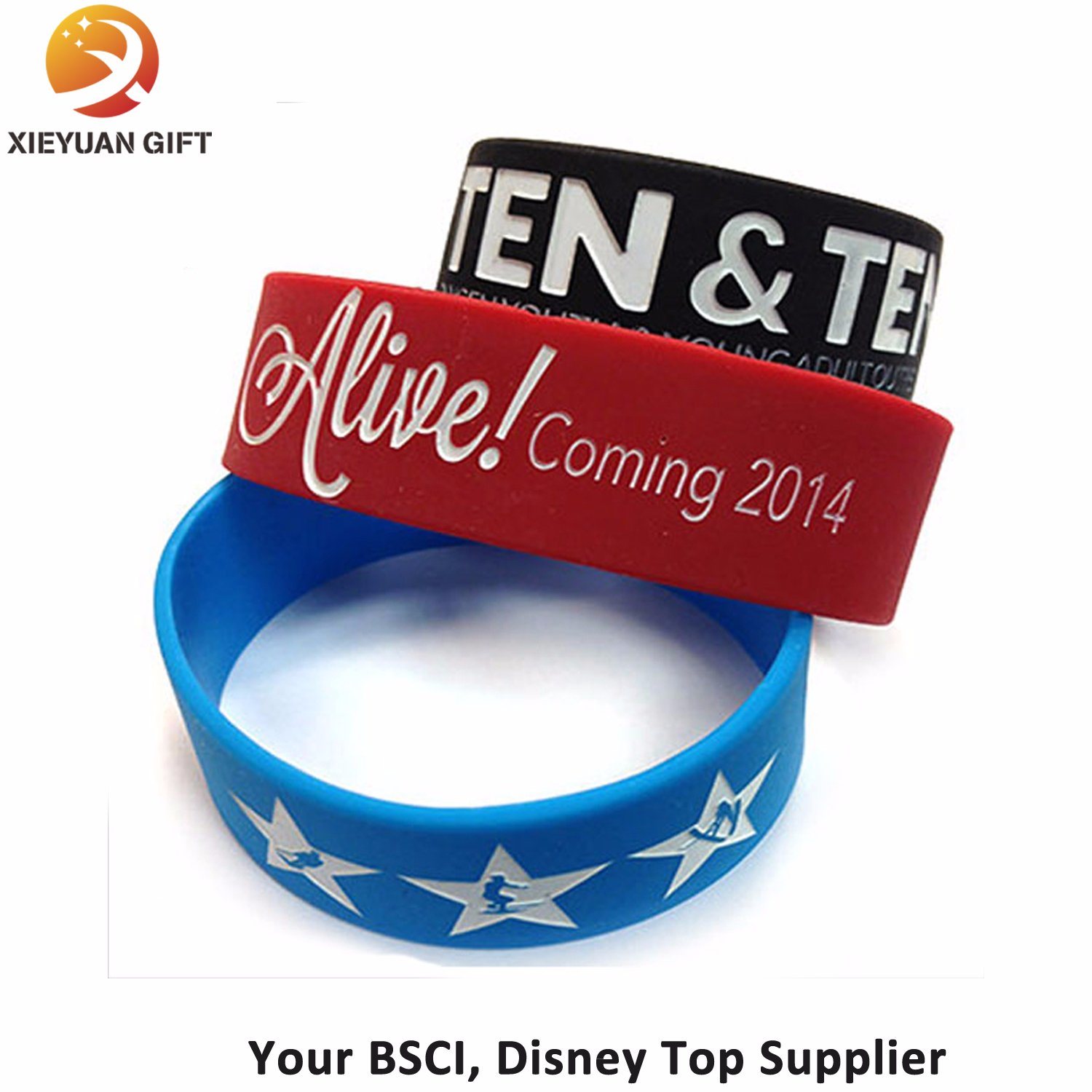 Black, Blue and Red Silicon Wristband Size for Adults