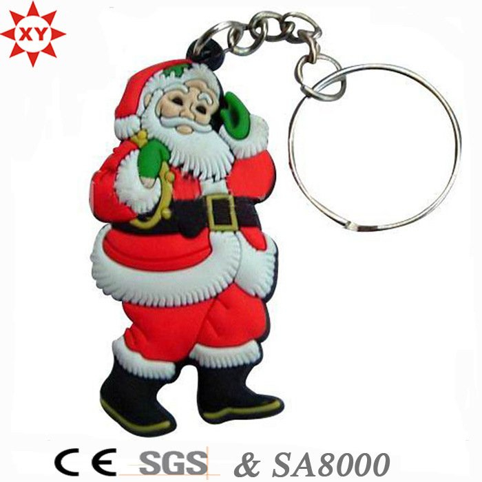 Promotion Christmas Gift PVC Keychain with Key Ring