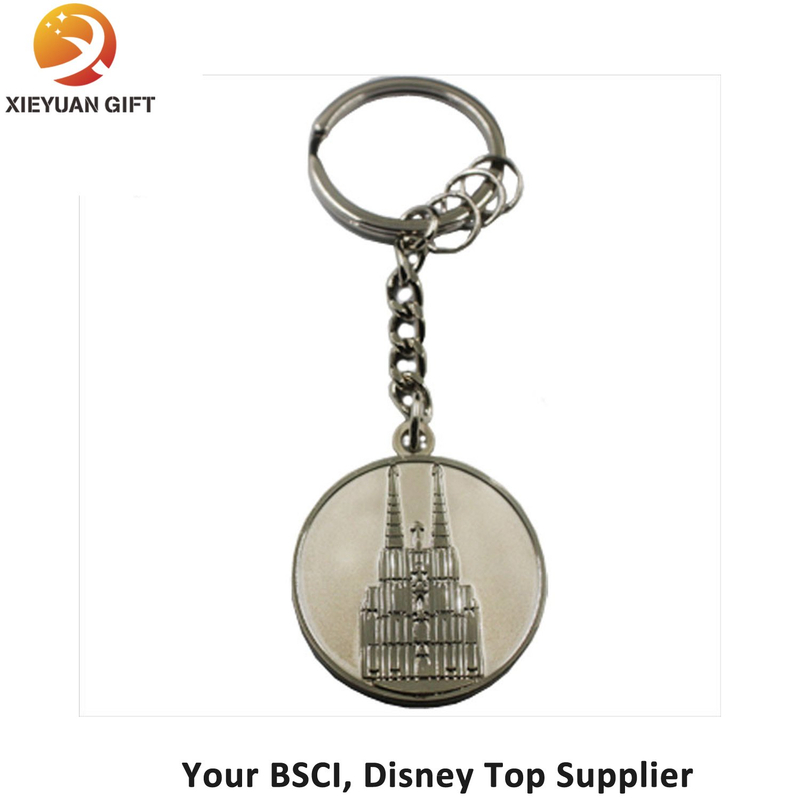 Promotion Castle Metal Misty Silver and Shiny Silver Key Chain