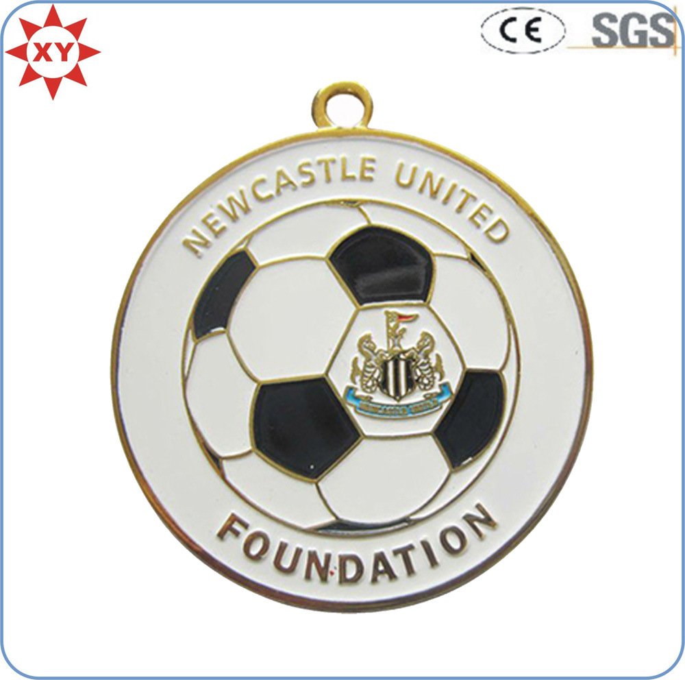 Custom Gold Metal Soft Enamel Soccer Ball Medals