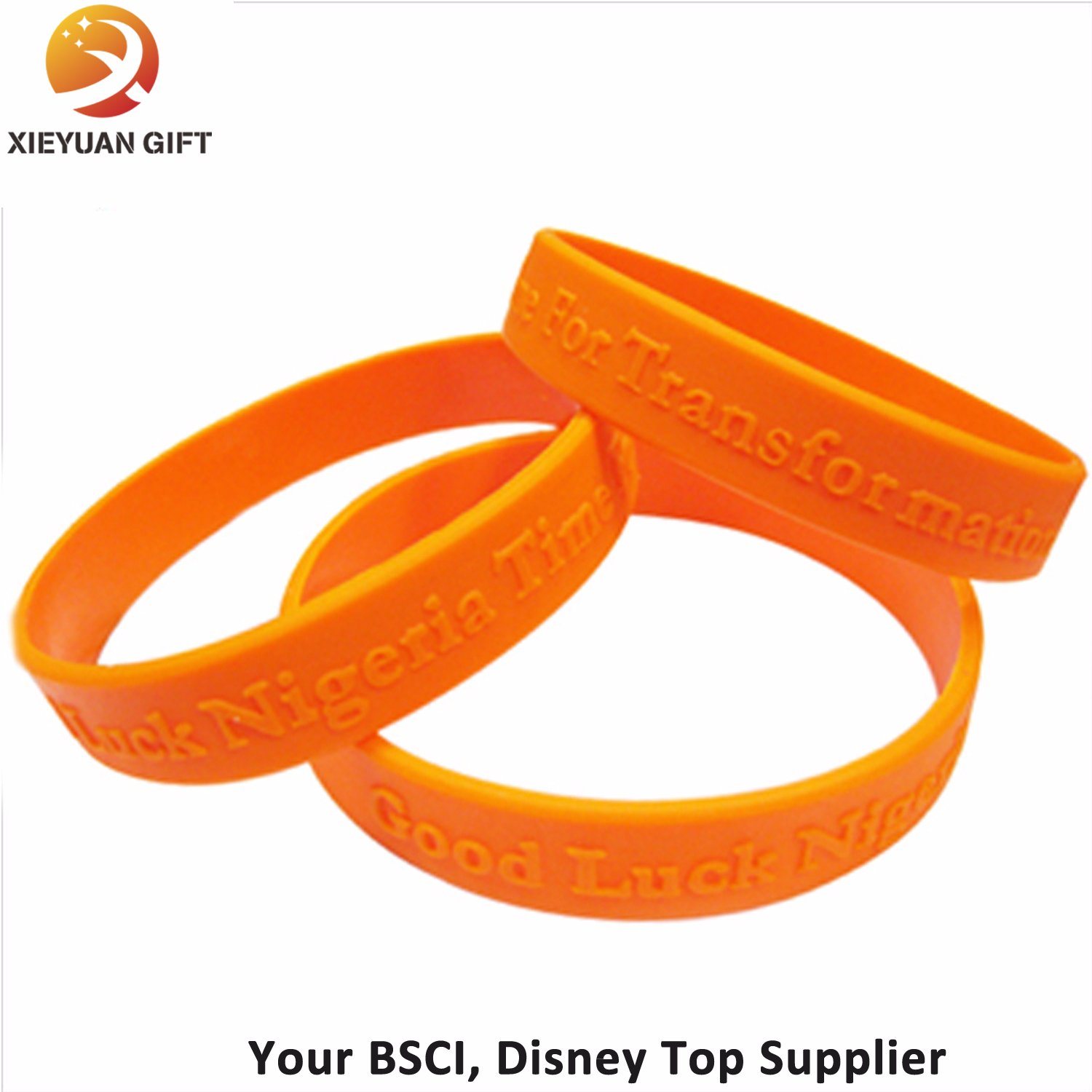 Custom Silicone Wristbands Orange Color Made in China