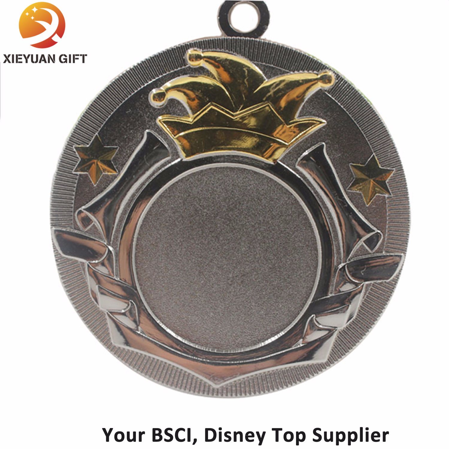 Promotion Gift Custom Round Shape Medal Plated Silver and Gold
