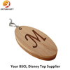Oval Shape Wood Strap Engrave Logo with Ring