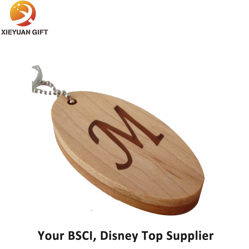 Oval Shape Wood Strap Engrave Logo with Ring