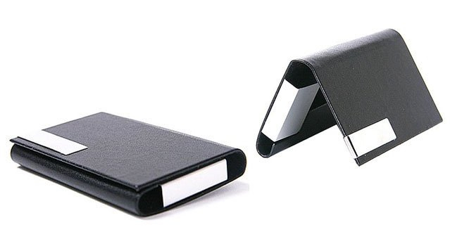 High End Business Gifts Leather Coated Metal Pocket Business Cards Holder