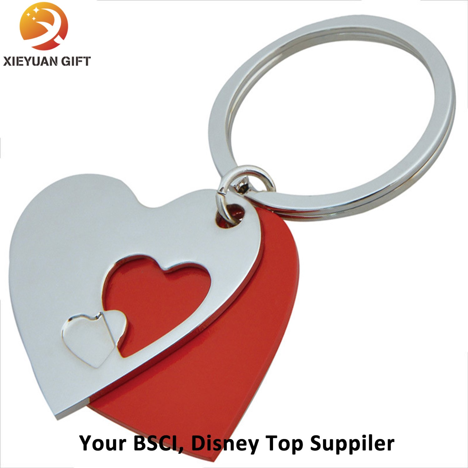 Wholesale Custom Red Color Keychain with Heart Shape