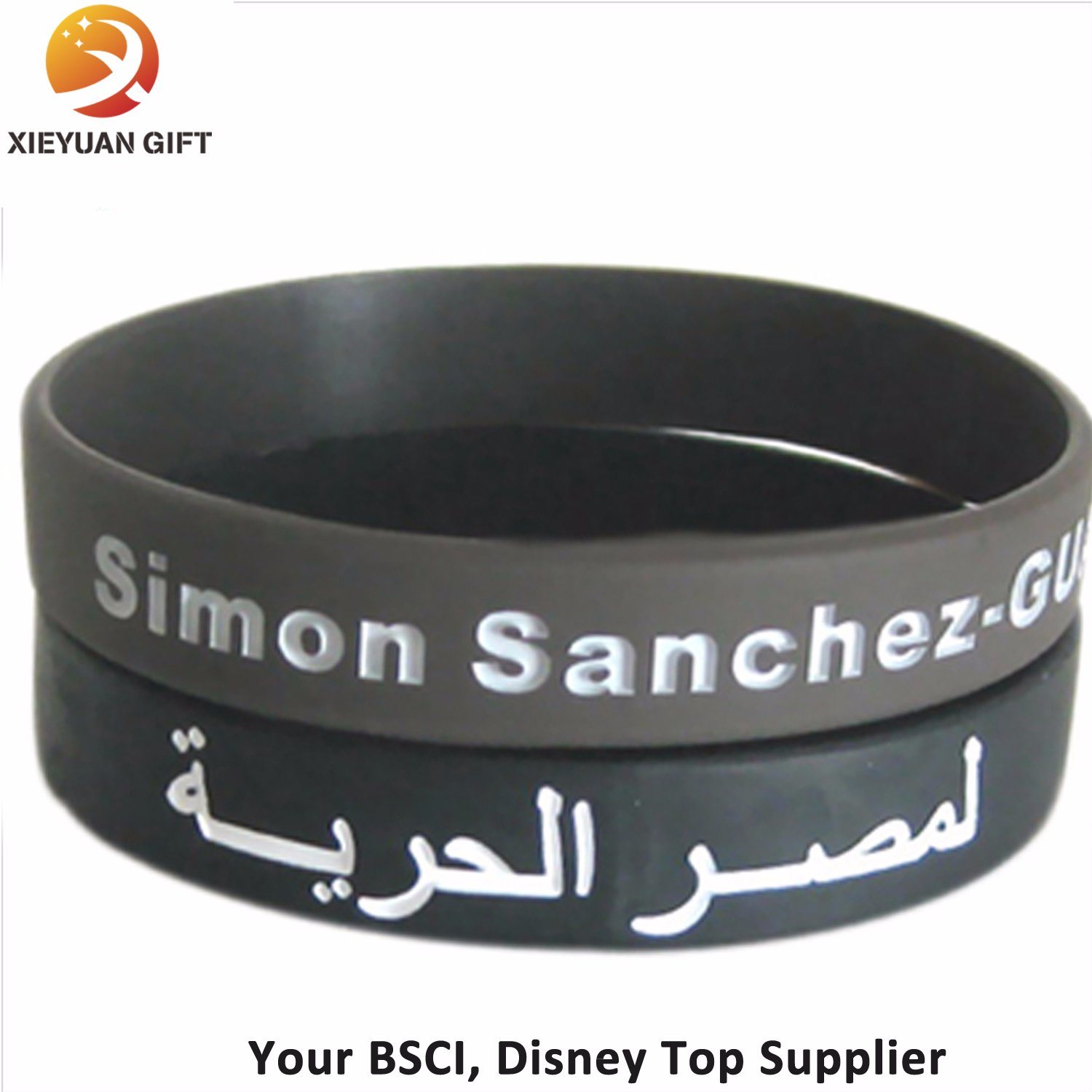 Full Color Custom Printed Black Silicone Wristband