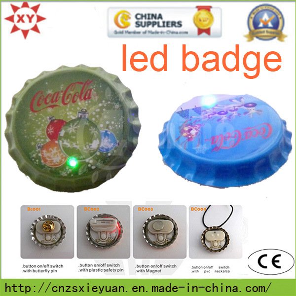New Carfts Bottle Cap LED Button Pin Badge with Custom Logo
