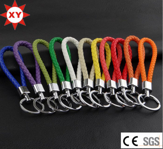Factory Supply Weaving Leather Keychain
