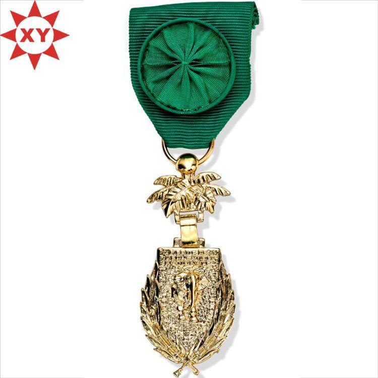 Hot Sell Medals Plated Gold with Fashion Handmade Green Ribbon
