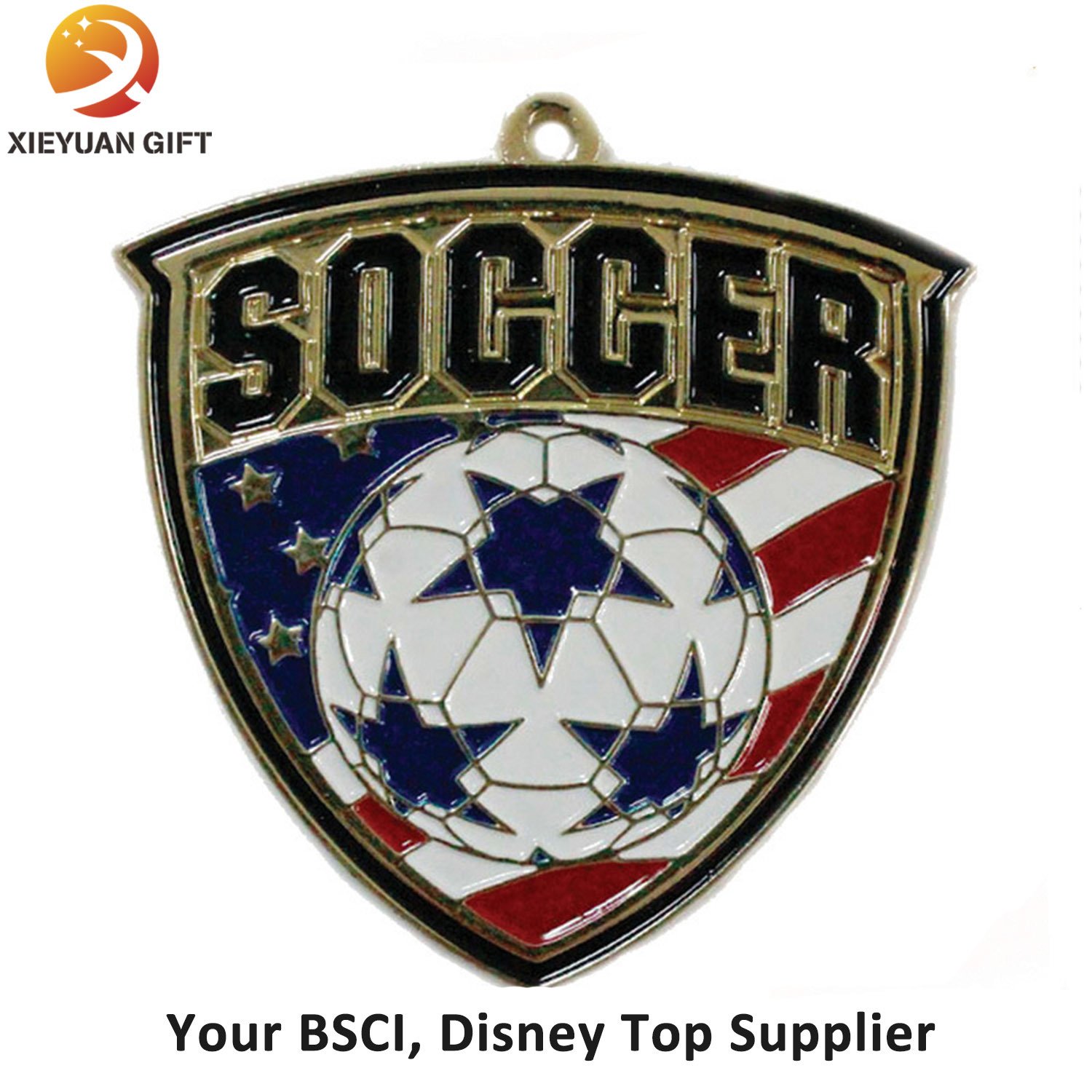 Custom Engraved Logo Filled Color Soccer Medals